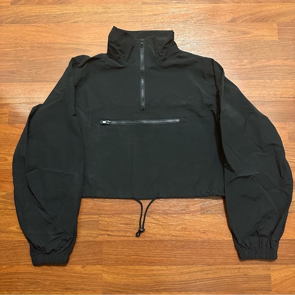 Women's AKIRA Cropped Front Zippered Pocket Windbreaker Jacket - M - Picture 3 of 5